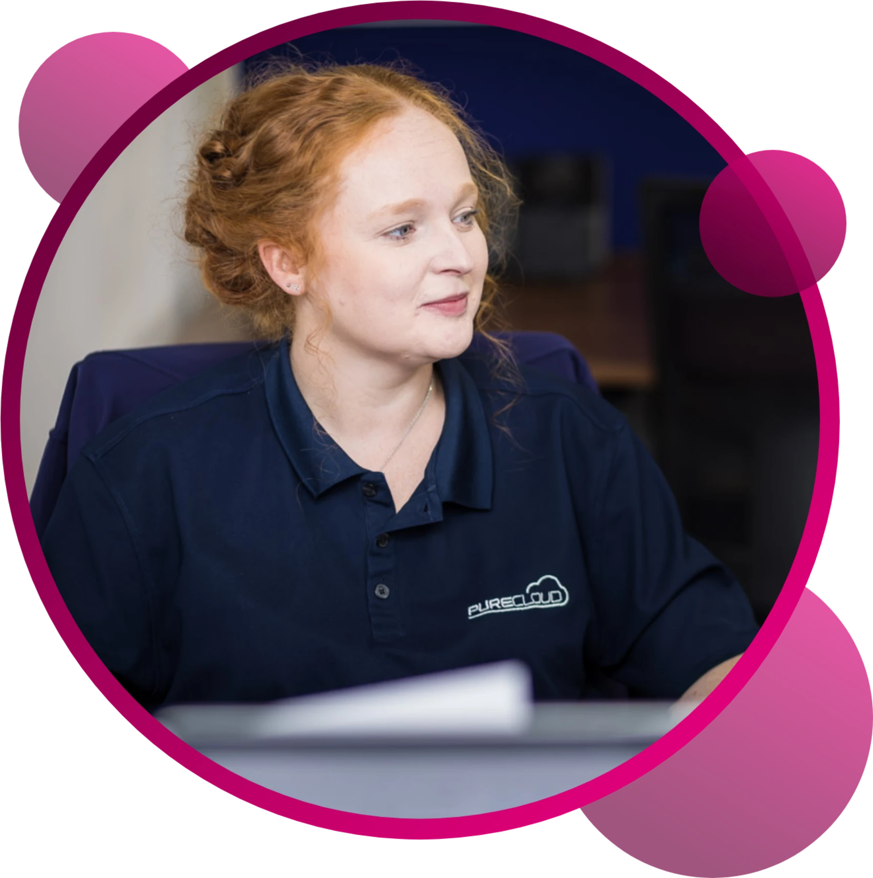 Lauren Parkes working at her desk